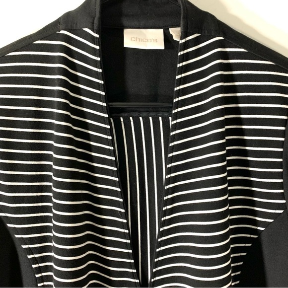 2/$35 Chico’s Black White Striped Drape Blazer - Picture 3 of 14
